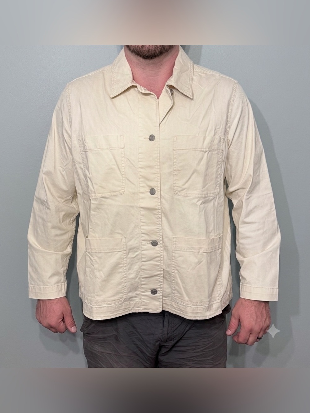 Gap Workwear Chore Coat Twill Neutral Clean Cream Minimalist Shacket NWT Men XXL